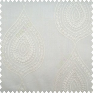 Cream color traditional ikat designs traditional finished embroidery zigzag square small stars thread borders with transparent net base linen main curtain